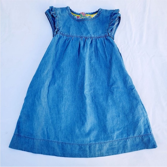 Mini Boden Other - Mini Boden Chambray Denim Floral Lined Dress with Pockets